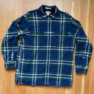 LL BEAN Fleece Lined Flannel Shirt Men’s M-REG PLAID Traditional Fit
